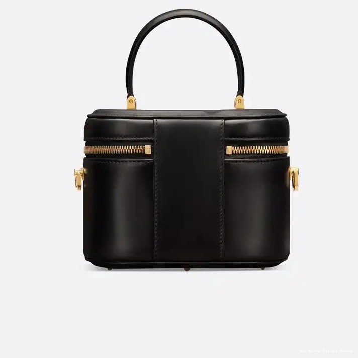 Cheap Calfskin Case Dior Vanity Small CD Black Signature 0327 Hot Sale